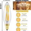 E12 Edison 8W LED Bulb, 100 watt Equivalent Candelabra Dimmable Chandelier Light Bulbs 3000K Soft White Clear 850lm E12 Vintage LED Filament Vintage Candle Bulb with Decorative,4-Pack. (3000k)