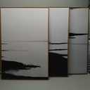 KAIRNE Abstract Neutral lake Framed Wall Art Set, Neutral Shape Wall Painting, Abstract Black and Grey Landscape Wall Decor, Modern Watercolor Art Print for Living Room, Bedroom, Office - 24"x36"x3