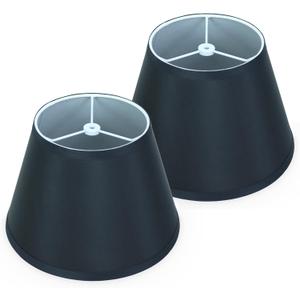 Black Small Lamp Shades Set of 2, 5.9x9.8x6.7 inch Empire Lampshades for Table Lamps, No Assembly Required, Spider Fitter Design, Replacement Fabric Lampshade for Bedroom, Living Room, Entryway Decor