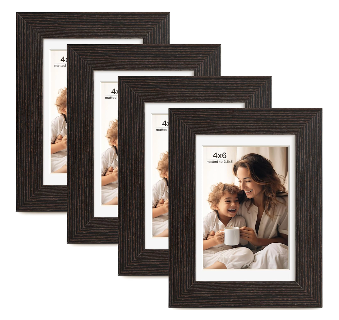 FinalFind 20x24 Picture Frame with Mat for 16x20 Set of 3, Dark Brown Wood Grain 20x24 Frame for Horizontal & Vertical Wall Mounting (3 Pack,Walnut)