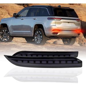 Red LED Rear Bumper Reflectors Fog Brake Tail Light Lamps Compatible with Jeep Grand Cherokee 2022 2023 2024 2025 Reflector Light Turn Signal Kits (SMOKED)