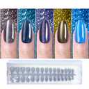 Press on Nails Short Almond, 150pcs Cat Eye Press on Nails, Soft Gel Fake Nails, Reusable & Natural Acrylic False Nails for Women and Girls Stick on Nails in 15 Sizes Pack of 2