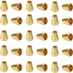 30pcs Metal Bell Stopper Conical Cord Ends Lock Fastener Zipper Pull Rope Ends Toggle Clip for Lanyard Clothes Backpack DIY (Gold)