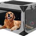 Dog Crate 30x21x21 Inch for Large or Medium Dogs, Portable and Foldable Design Perfect for Travel or Home Use, Dog Kennel with 3-Door (Light Grey)