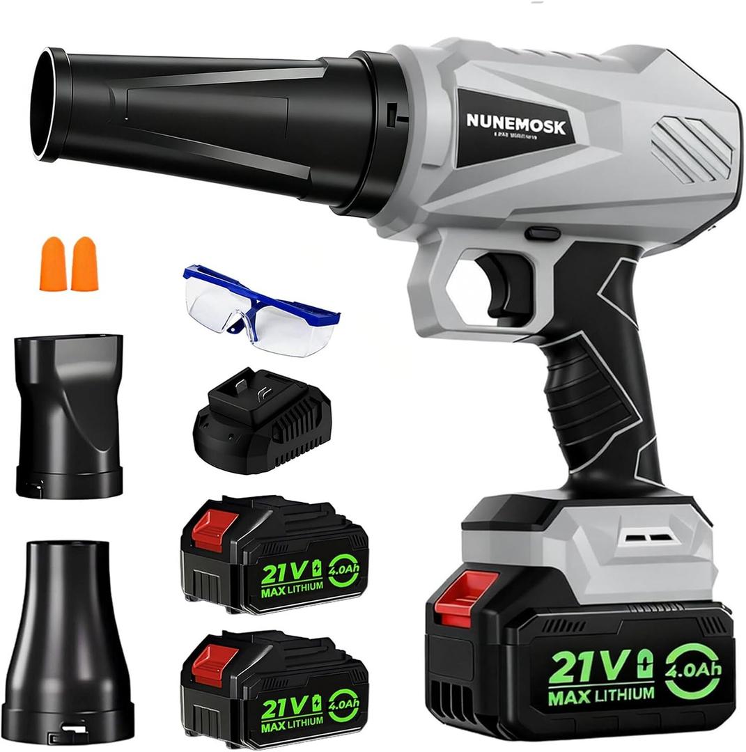 Leaf Blower Cordless with Battery and Charger, 1000,000RPM Mini Leaf Blower, Fast Charger & Extended Nozzle Design, Handheld Lightweight Blowers for Lawn Care,Patio Cleaning,Car,Leaves,Dust (Grey) (Gray)