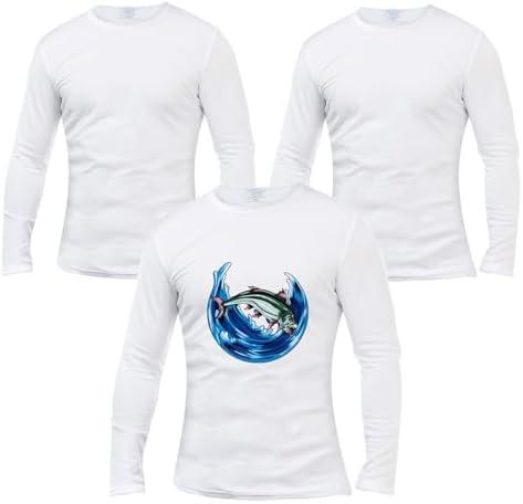 OKBA 2 PCS Sublimation Blank T-Shirts Round Collar Long Sleeves Adult White Polyester t Shirts Large
