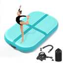 KIKILIVE Inflatable Air Gymnastics Tumbling Mat 3.3x2ft Blue Green, Air Tumble Track Mat 4 inches Thickness with Electric Air Pump for Home Use Training Cheerleading Yoga Water Beach Park, Blue Green