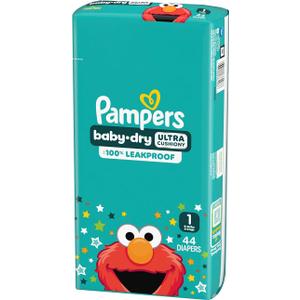 Pampers Diapers Baby Dry Size 1, 44 Count, Absorbent Disposable Infant Diaper 
