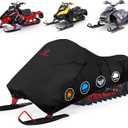 Comnova Snowmobile Cover 130 Inch - Premium 600D Outdoor Snowsled Cover, Heavy Duty & Waterproof All Weather Protection Covers, Black, Fit Up to 130" L Snowmobile