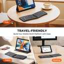 MEETION New Ergonomic Bluetooth Foldable Keyboard, Split Compact Portable Wireless Keyboard for Business Travel, Rechargeable Folding Keyboard for Tablet PC Smartphone iOS Android Windows Mac Black
