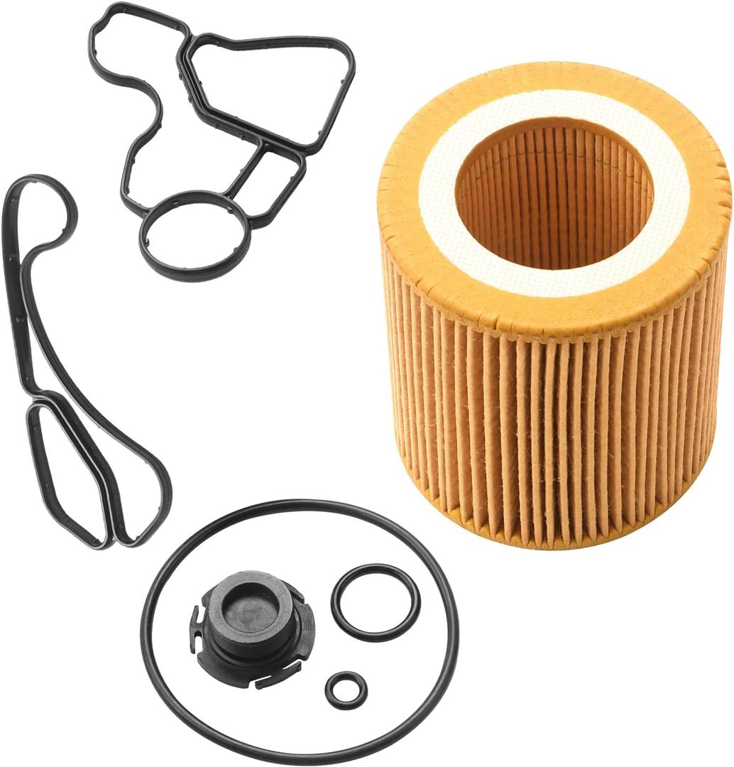 Engine Oil Filter Housing Gasket Cooler Seal Kit Compatible With BMW Vehicle X1 X3 X5 N26 N52 N54 N56 E60 E90 E91 128i 135i 328i 328xi 330i 330xi 335i 335is 335xi 530i 535i 535xi Replace# 11427566327
