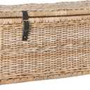 Happimess HPM9000C Caden 46" Wicker Storage Trunk, Collapsible for flat storage, Rattan-Kubusoft Gray, Coastal for Office, Dorm Room-LivingRoom, Bedroom, Dining Room, Natural