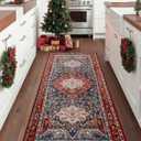 YJ.GWL Area Rug 2x7, Machine Washable Hallway Runner Rug, Boho Floral Vintage Distress Print Pattern Carpet, Low Pile Lightweight Thin Rugs for Entryway, Kitchen and Corridor, Red