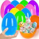 24 PCS 6" Jumbo Plastic Easter Eggs Fillable, Colorful Jumbo Large Empty Eggs for Kids, Easter Hunt Classroom Prizes Basket Stuffers Easter Party Favors