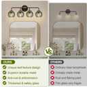 MOKATNG Bathroom Light Fixtures, 4-Light Green Vanity Lights with Unique Leaf Texture Glass Shade, Modern Matte Black and Gold Bathroom Wall Lamp for Mirror Hallway Cabinet Living Room