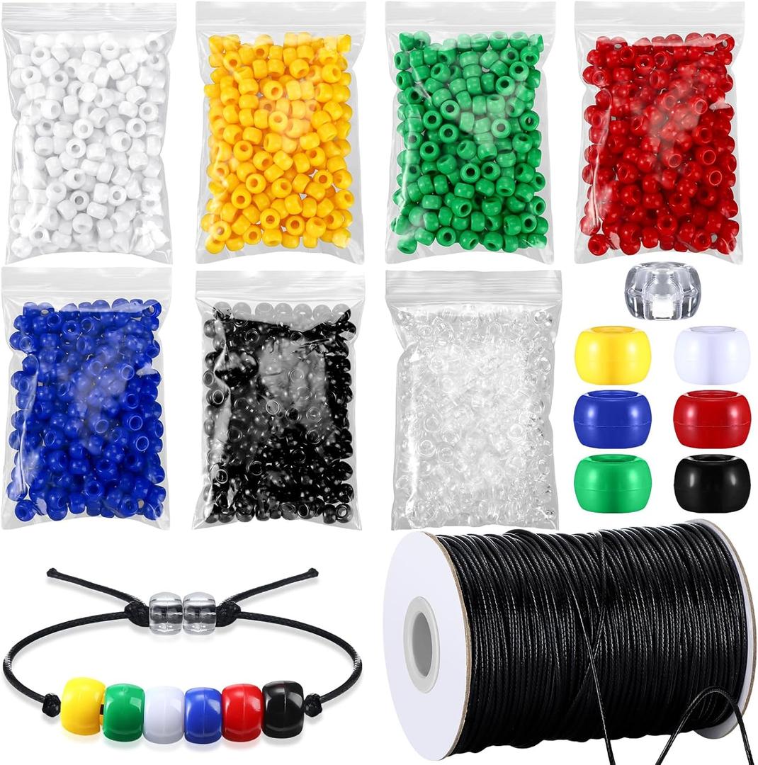 Tondiamo 1400 Pcs Plan of Salvation Bracelets DIY Wordless Wristband Bulk Sunday School Crafts Bible Salvation Beads with 100 Yards Waxed Cotton Thread Cord Christian Teaching Kits