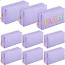Sanwuta 9 Pcs Makeup Bags Bulk PU Double Zippers Cosmetic Bag Makeup Toiletry Small Pouch Portable Travel Organizers Case for Women Bridesmaid Proposal Gifts(Laser Purple)