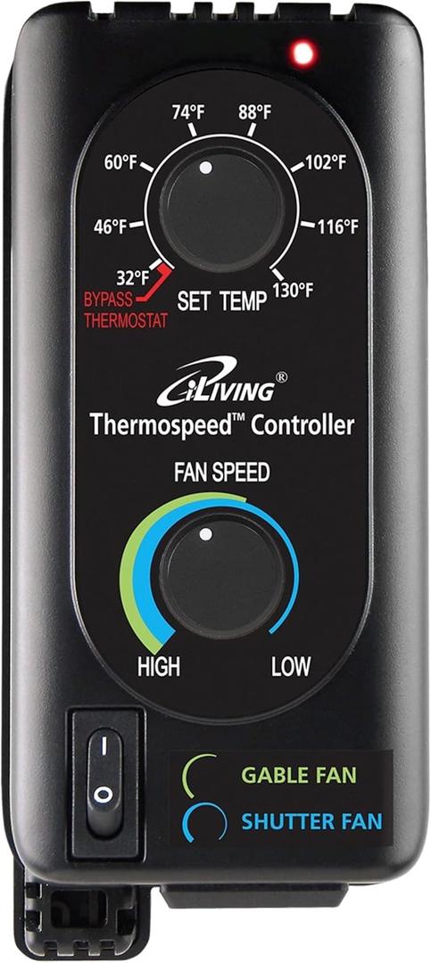 iLIVING Exhaust Fan Thermospeed Temperature Controller and Speed Controller, Black, ILG8SFST
