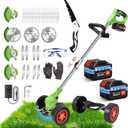 Electric Weed Eater Battery Powered - Cordless Weed Wacker Edger Lawn Tool Weed String Trimmers Brush Cutter Manual Lawn Mower Weedeater Grass Cutter Push Mower Grass Remover Tool