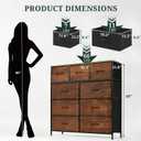 9-Drawer Dresser for Bedroom, Anti-Tip Tall Storage Organizer Chest of Drawers with Wooden Top and Metal Frame Fabric Bins for Closet, Living Room, Hallway, Entryway, Brown, 11.8"D x 39.4"W x 40"H