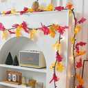 Lighted Fall Garland | Fall Leaves Lights Plug in | 35 Orange Bulbs | Connectable | for Halloween Fall Thanksgiving Autumn Harvest Decoration (9Feet-Length)