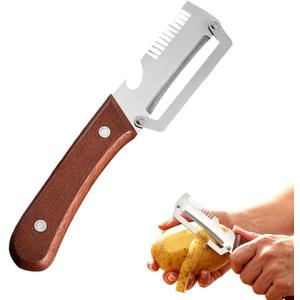 2026 New 2-in-1 Multifunctional Vegetable Peeler – Stainless Steel Blade with Wooden Handle & Bottle Opener, Effortlessly Peels Fruits & Vegetables, Ideal Kitchen Tool Gift (2-Pack)