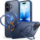 for iPhone 17 Case: with 360 Spin Magnetic Stand, Camera Control Button, Fit for MagSafe, Military Drop Protection, Protective Slim Phone Cover for iPhone17 with Ring Kickstand, 6.3", Blue