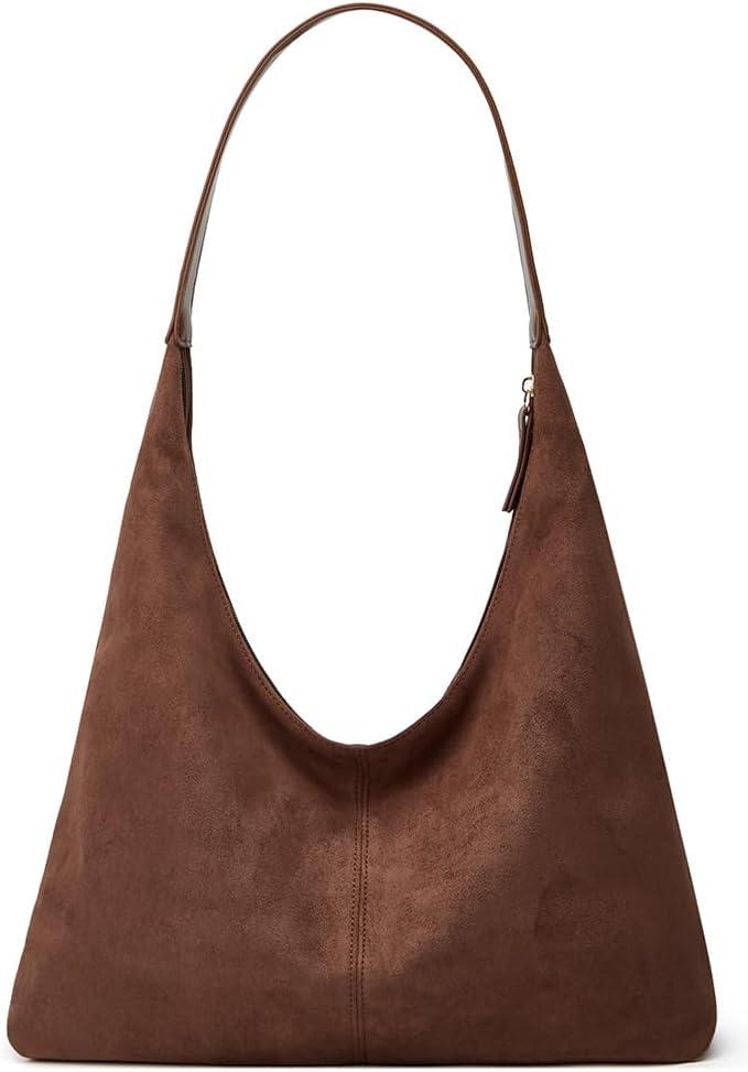 Womens Fashion Suede Shoulder Bags Large Tote Bag Retro Purse Handbag Casual Work Ladies Top Handle Satchel