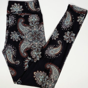 TC LuLaRoe Leggings ~ PAILSEY FLORAL on BLACK ~ SIZES 12-18; Tall & Curvy