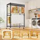ULIFHOME P4 Plus Rolling Clothes Rack Heavy Duty, Clothing Racks for Hanging Clothes, Free Standing Garment Racks with Wheels, Portable Closet Rack 45''W 20.5''D 80.5''H, Max Load 570 Lbs, Black