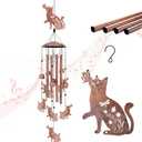 Cat Wind Chimes Outdoor Cat Gifts for Women/Men/Mom/Grandma/Wife/Friends Birthday Gifts Memorial Gift Metal WindChimes for Outside/Indoors, Home, Lawn, Porch, Patio, Garden Decor, Yard Decorations