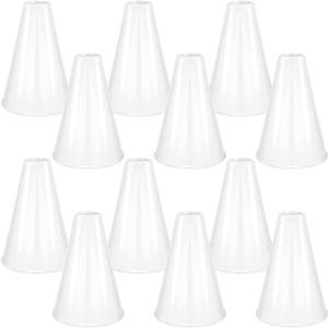 Woanger 12 Pieces Cheer Megaphone for Party Favors Sports Cheers Party Noisemaker DIY Plastic Megaphone for Sports Match Game Outdoor Activities(White)