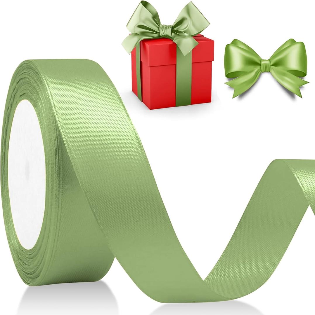 2 Pcs 1-1/2 Inch Green Satin Ribbon, 25 Yards Solid Ribbon for Flower Bouquet, for Gift Wrapping, Handmade Bows Invitations Crafts Wedding Party Decoration St. Patrick's Day