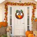 Thanksgiving/Winter Hanging Door Sign, Turkey/Snowman Reversible Door Wreath Hanging Decorations for Front Door Farmhouse Thanksgiving/Winter/Christmas Decorations Indoor Outdoor
