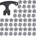 51Pcs Golf Spikes Set 50 Golf Shoe Spikes Replacements with 1 Black Cleats Spanner Metal Thread Screw 6 mm Dia Shoe Cleats Suitable for Use on Lawns or Golf Courses (Grey)