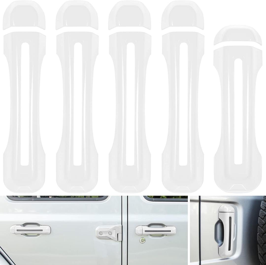 Door Handle Inserts Cover Trim+Tailgate Handle Cover for 2018-2024 Jeep Wrangler JL JLU Sports Sahara Freedom Rubicon Unlimited Gladiator JT 2-Door & 4-Door Exterior Accessories (White 5PCS)
