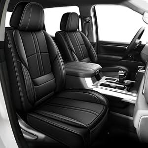 Zaqmru Seat Covers Fit for Chevrolet Chevy Silverado GMC Sierra 1500 2500HD 3500HD 2007-2025 2026 Crew Double Extended Cab-Waterproof Faux Leather Seat Covers for Trucks(Full Set/ Black)