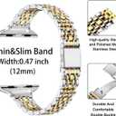 MioHHR Slim Metal Band Compatible with Apple Watch Band 42mm(Series 11 10) 41mm(Series 9 8 7) 40mm(Series 6 5 4 SE3/2/1) 38mm(Series 3 2 1),Stainless Steel iWatch Bands for Women,Silver/Gold