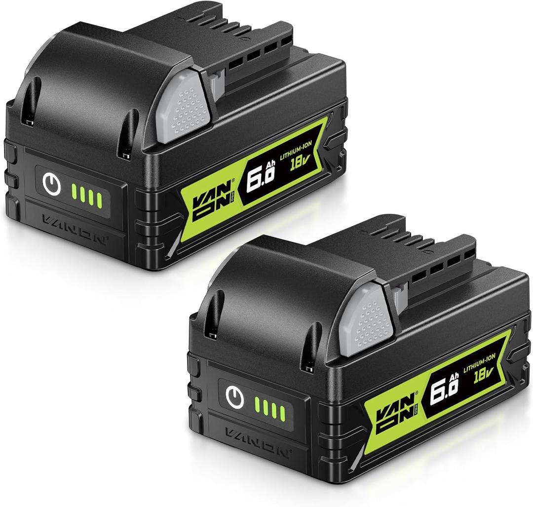 VANON 6.0Ah Replacement Battery for Milwaukee 18V Battery Compatible with Milwaukee Batteries 48-11-1811 48-11-1815, Compatible with 18V Battery Charger and 18V Cordless Power Tools, 2 Pack