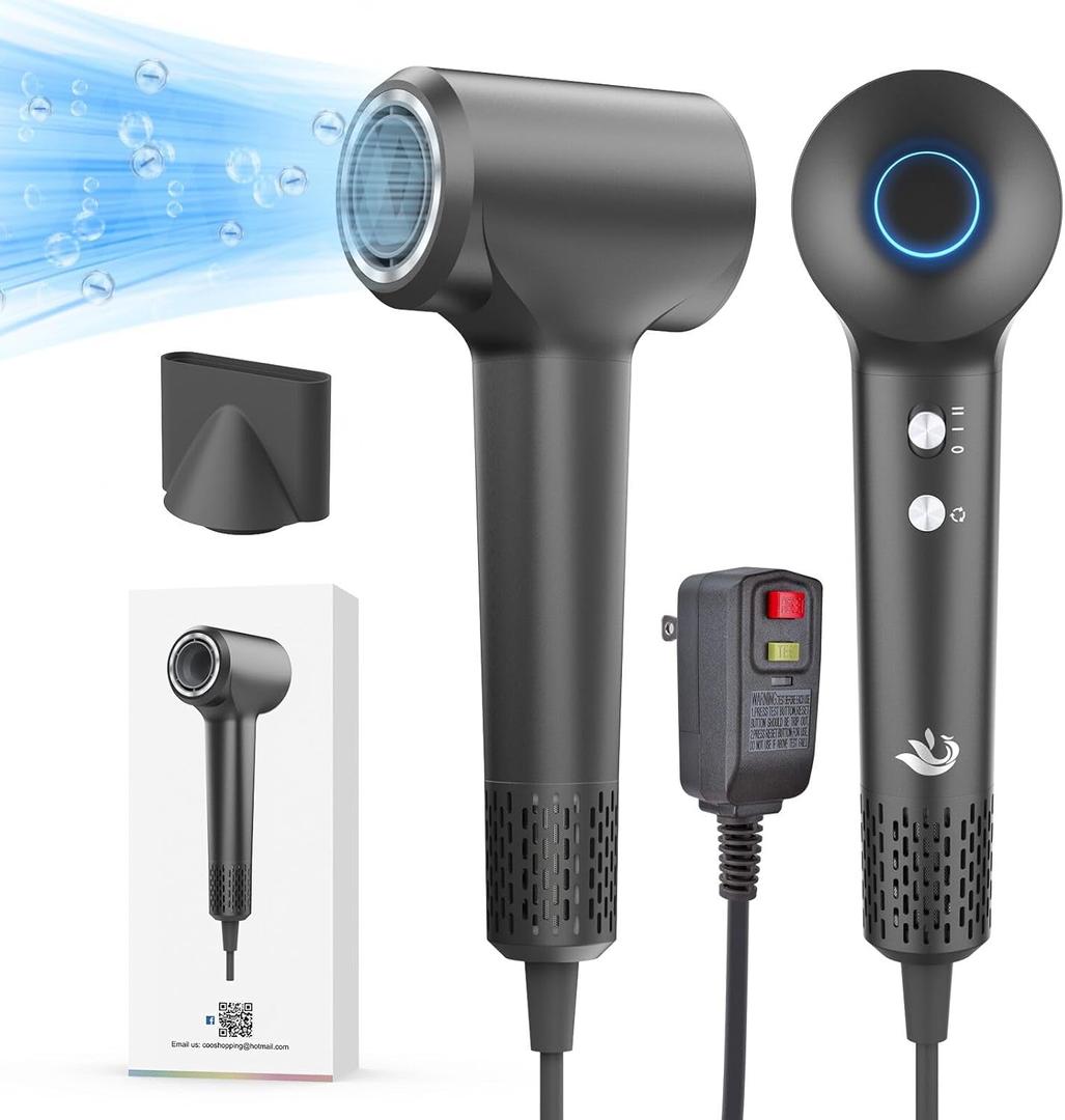 KARFUN Hair Dryer, Blow Dryer, Plasma Hairdryer, Ionic Hair Dryer for Women, Blow Dryers for Women, Professional High Speed Hair Dryers (Dark Gray)