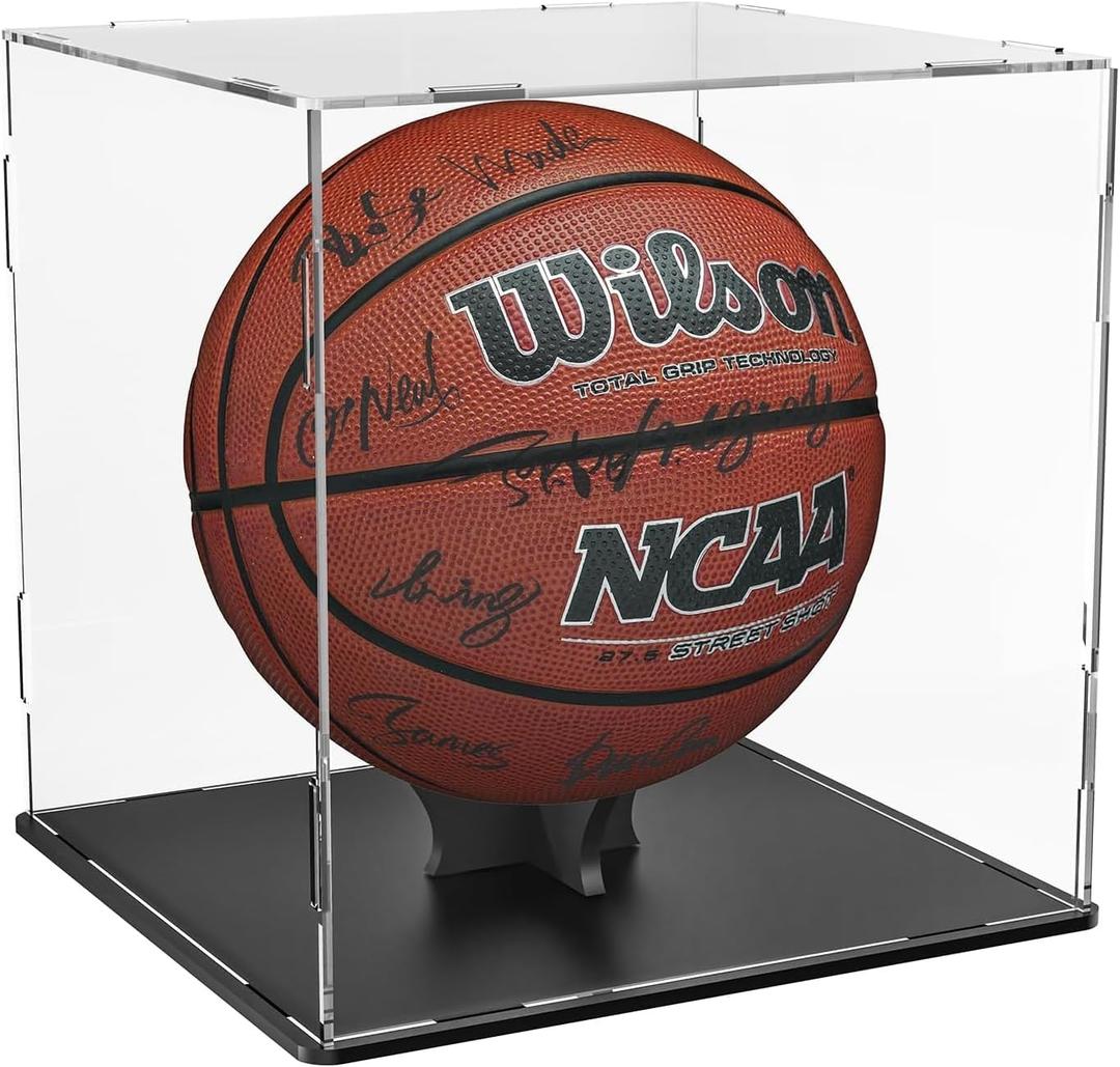 Basketball Display Case Stand, Clear Acrylic Display Case for Action Figures Toys Collectibles, Soccer Ball, Need self-Assembly (9.8x9.8x11inch; 25x25x28cm)