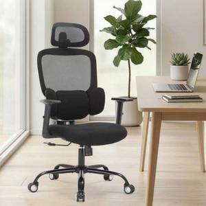 Office Chair Ergonomic Desk Chairs with Adjustable Lumbar Support & Headrest, Mesh High Back Home Office Desk Chairs with Adjustable Height Armrests, Comfy Swivel Task Computer Chair