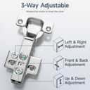 HOSOM Full Overlay Soft Close Cabinet Hinges, 10 Pack Cabinet Door Hinges, Frameless Cabinet Hinges for Kitchen Cabinet Doors, 110 Opening Angle 3-Way Adjustment Concealed European Hinges