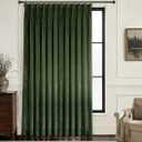 Olive Green Trible Pinch Pleat Velvet Curtains for Living Room 1 Panel Set 80x108