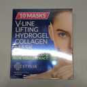 Stylia V Line Lifting Collagen Mask - Lift, Firm & Contour Jawline - Tightening Double Chin Strap with Hyaluronic Acid & Aloe - Neck Tightening and Lifting Mask - Jawline Shaper Face Lift Tape (10PC)