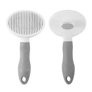 1PC Pet Massage Hair Removal Comb Cat Self Cleaning Beauty Needle Comb to Remove Floating Hair and Miscellaneous Hair-Soft Handle Comb - Grey (Paper Card Package)