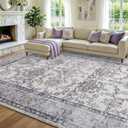 9x12 Washable Non-Slip Area Rug for Living Room(Gray Purple)