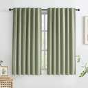 KEQIAOSUOCAI Blackout Linen Curtains Thermal Insulated Back Tab Rod Pocket Textured Long Drapes for Bedroom 50 x 63 Inch, 2 Panels Set,Light Sage Green