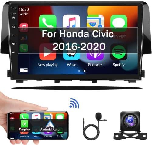 Android 13 Car Stereo Radio for Honda Civic 2016 2017 2018 2019 2020 with Wireless CarPlay Android Auto 1G+32G 9 Inch Touchscreen Bluetooth GPS Navigation WiFi HiFi FM Backup Camera MIC