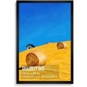 Matte Black 14x24 Frame - Single Frame, 14 x 24 Poster Frame for Artwork, Puzzles, Photos and Movie Posters Picture Frames, Perfect Christmas Frame